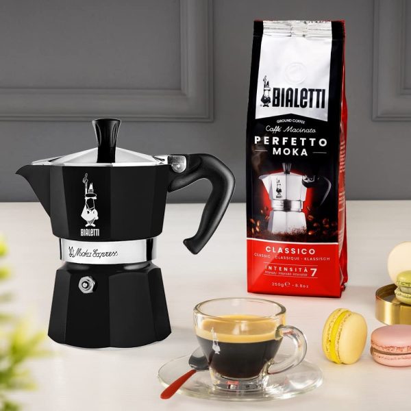 Caffettiera Moka Express Color, 1 Tazza, Manico anti scottatura, Non adatta a induzione, 1 Tazza (60 ml), Alluminio, Nero - immagine 5