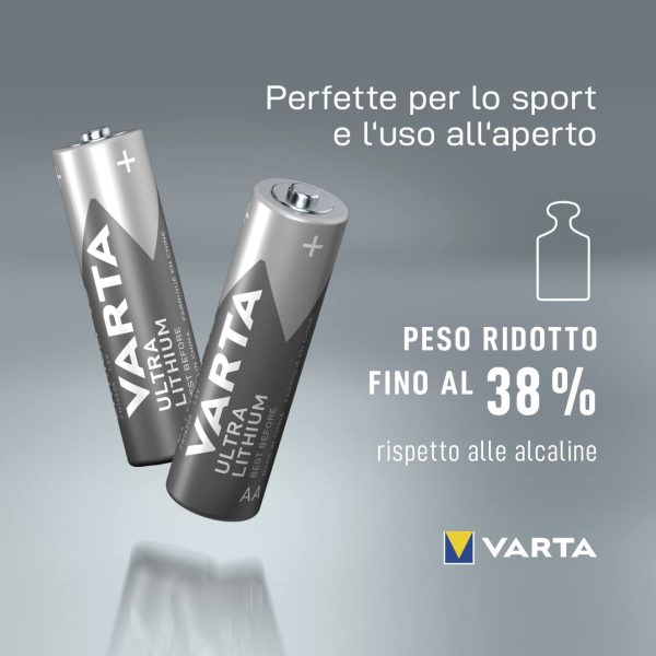 6106301404 Lithium Batteria Litio, Stilo AA LR6, Confezione da 4 Pile - Il design pu?? variare