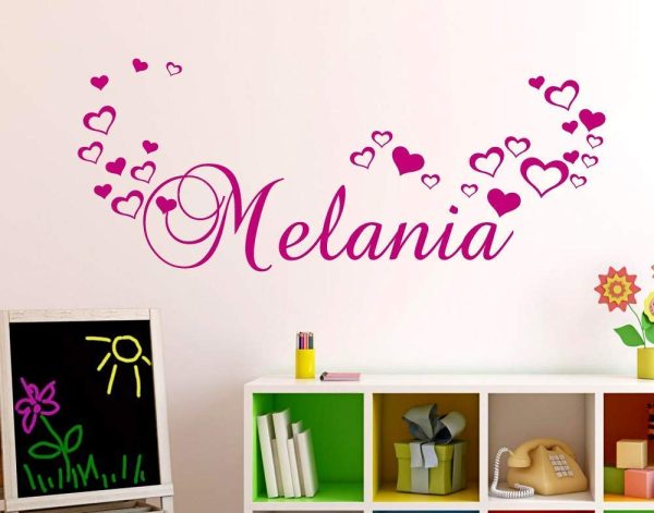 Adesivi Murali Nome personalizzato bambini Adesivo Murale cameretta Wall Stickers Personalizzato Decorazione Cameretta Bambina bambino cuoricini con nome stickerdesign - immagine 3