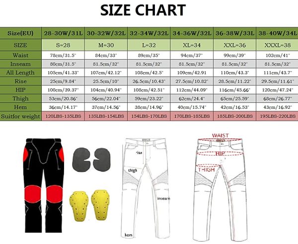 CBBI-WCCI Uomo Moto Biker Jeans Rinforzato Protezione Pantaloni Linning Includono Armature Motorcycle Pants - immagine 6