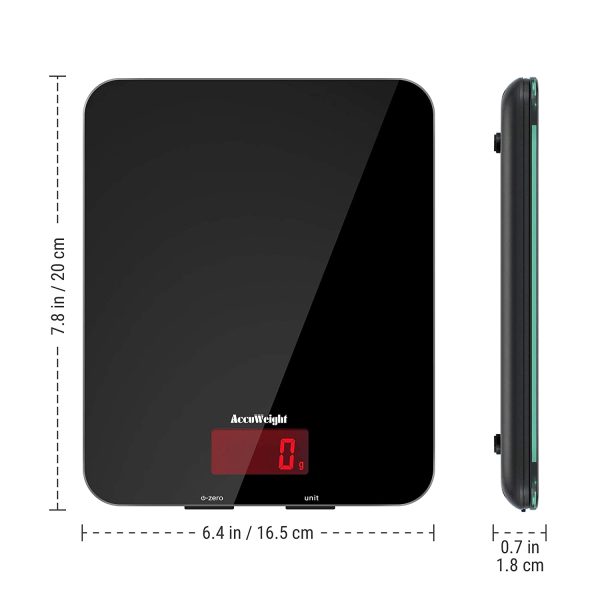 ACCUWEIGHT Bilancia da Cucina Digitale Con Funzione Peso Tara Bilancia Alimenti Elettronica Multifunzione con Display LCD per Pesare Cibo Liquidi Fino a 5 kg / 11 lbs Superficie in Vetro Temperato - immagine 4