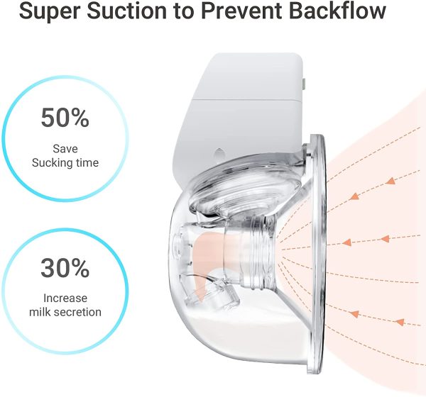 Tiralatte Momcozy, Tiralatte Elettrico Indossabile a Mani Libere, Pompaggio Potente, Latte a Prova di Perdite, Ultra Silenzioso, Nessun Dolore, Leggero con 2 Modalit?? e 5 Livelli-24MM (Grigio) - immagine 2