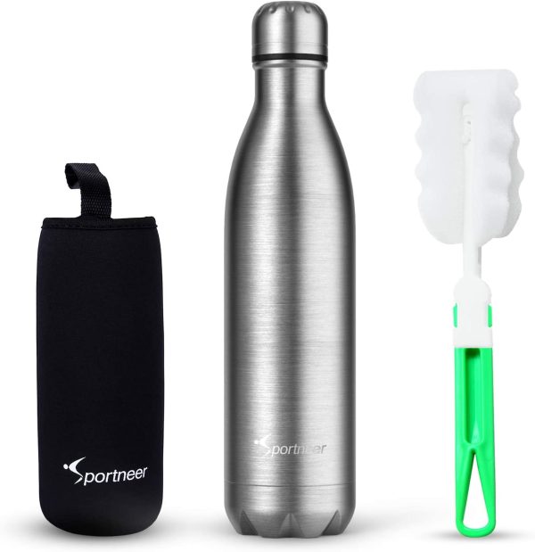 Sportneer Borraccia Termica in Acciaio Inox, Portatile Borraccia Acqua 500ml/750ml, Doppia Parete in Acciaio Inox Coibentato Bottiglia di Acqua, Bottiglia Sportive Thermos, Facile da Pulire - immagine 7