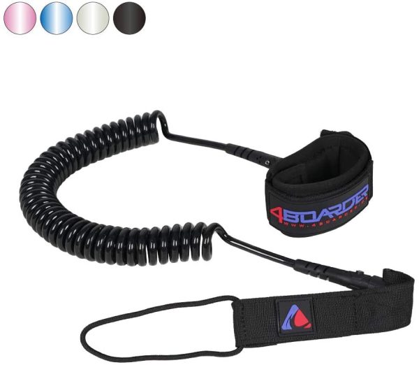 4boarder® Leashy - Surf & SUP Leash con passante per il piede per Stand Up Paddleboard | cavaliere | Tavola da surf | Tavola da surf | 8 | 10 | 11 | 12 FT di lunghezza e 5,5 | 7 | 8 mm di spessore in diversi colori nero | blu | rosa | trasparente | Straight Coiled | Chiusura in velcro | corda in TPU | corda con 2 girelle inclusi cellulare impermeabile galleggiante | Custodia protettiva per smartphone | fino a 6 pollici | impermeabile | Huawei | iPhone | Samsung Galaxy - immagine 4