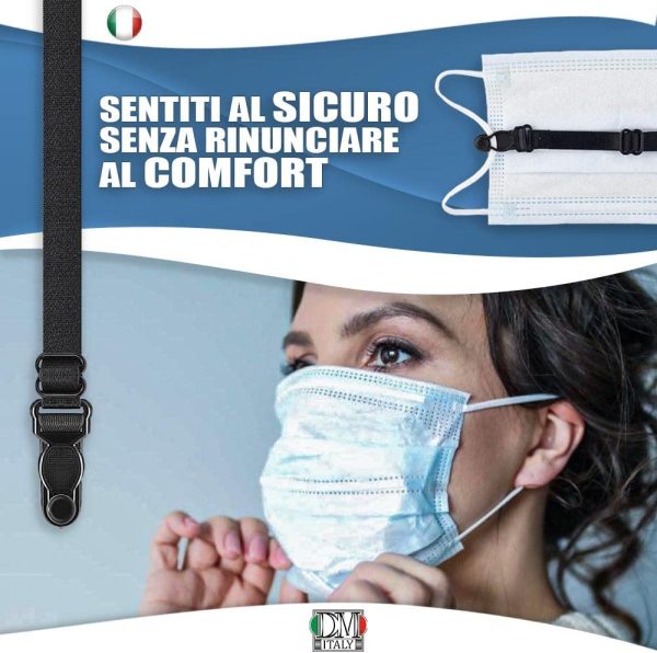 5 elastici per mascherine salva orecchie, con chiusura a clip (NON SFUGGE ) salva orecchie fascetta gancio porta mascherina - immagine 6