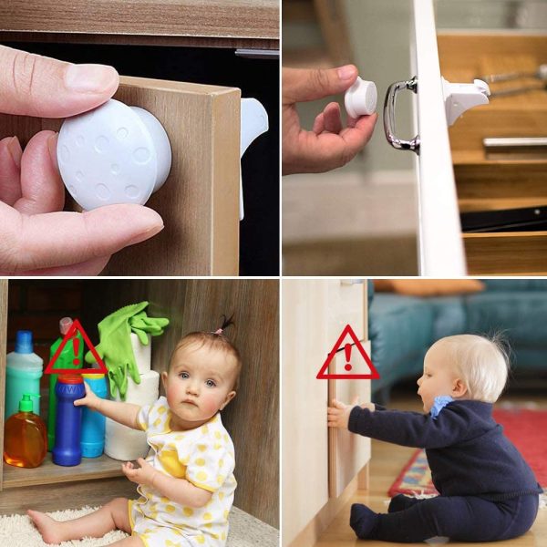 LATTCURE Blocca Cassetti per Bambini Chiusura Magnetica Cassetti Bambini, Chiusure di Sicurezza Magnetiche (8 chiusure + 2 chiave) Pi?? Facile da installare - immagine 6