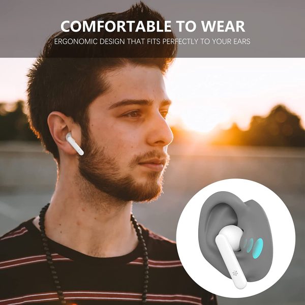 Cuffie Bluetooth Auricolari Bluetooth 5.1 con Controllo Touch,Senza Fili Cuffie Wireless con Ricarica Rapida USB-C,Microfoni Integrati,IPX5 Impermeabili,per iOS Android,Laptop,PC(Bianco)