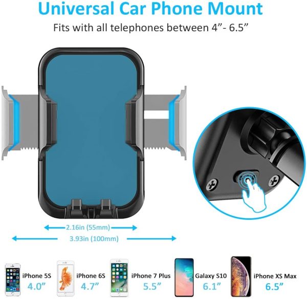 Cocoda Supporto Smartphone per Auto, Cruscotto/Parabrezza Porta Cellulare da Auto, 360?? di Rotazione Braccio Estensibile Supporto Cellulare Auto Compatibile con iPhone 12/12 Mini/11 PRO Max, Samsung - immagine 2