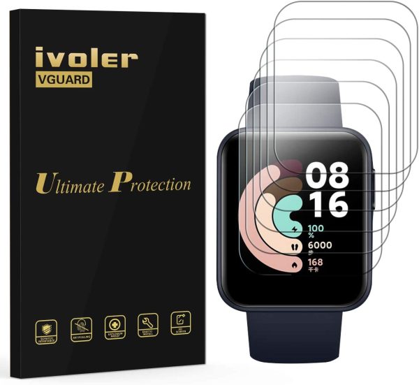 iVoler 6 Pezzi Pellicola Protettiva per Xiaomi Mi Watch Lite, Wet Applied Protezione Schermo [Bubble-Free-Riutilizzabile] HD Clear Film in TPU - immagine 7