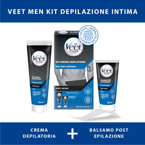 Veet Men Kit Completo per la Depilazione dell' Uomo,  Depilatoria per il Corpo +  Depilatoria e Balsamo Post Epilazione per le Parti Intime - immagine 6