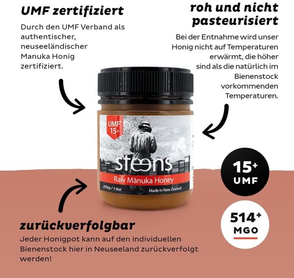 Steens Miele Di Manuka | MGO 514+ (UMF 15+) | 250 g puro Nuova Zelanda