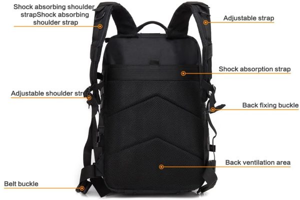 ZEHNHASE Zaino Tattico Militare 45L Tattico Molle Professionale Trekking Zaino Tasche Multiple in Nylon 600D ad Alta capacit?? per Campeggio, Zaino di Assalto, Escursionismo, Patrol Camping - immagine 4