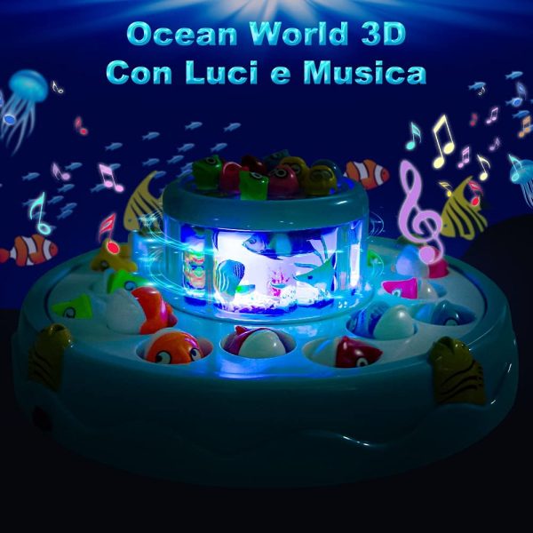 Baztoy Pesca Pesciolini Gioco Magnetico, Pesci Giocattoli per Bambini con Canne da Pesca & Luci & Musica Gadget Compleanno Regali Ragazzi Ragazze 3 4 5 6 7 Anni Bimbi Giochi Educativi Interattivi - immagine 6