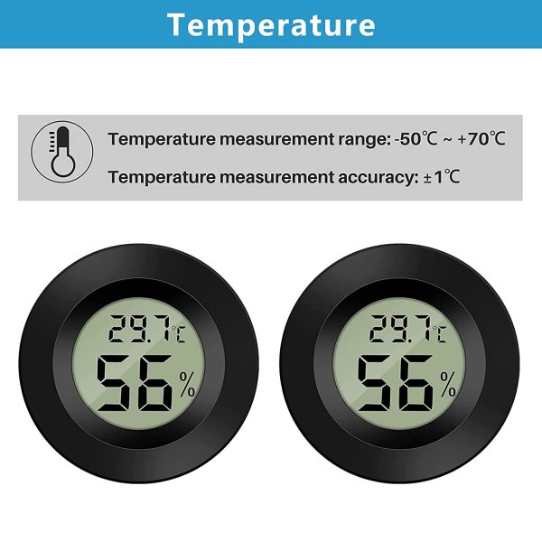 ZHITING - Misuratori di umidit?? digitale a forma rotonda, colore nero, per interni, con display LCD Celsius - immagine 5