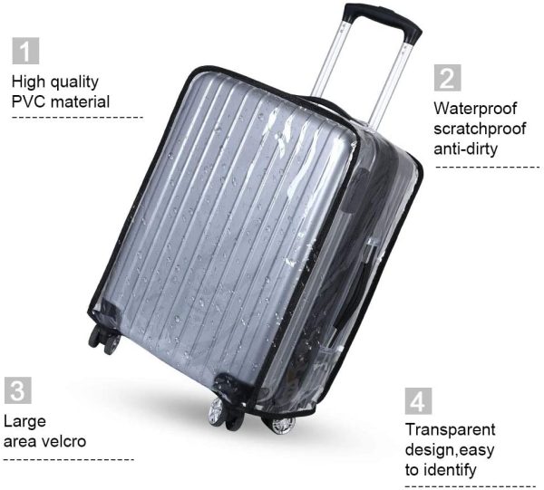 Vicloon Luggage Cover Protettore di Bagagli Suitcase Cover, Custodie Protettive per Valigie Trasparente PVC Impermeabile Anti-polvere Antigraffio per Affari Scuola Viaggi Utilizzo Quotidiano (20") - immagine 5