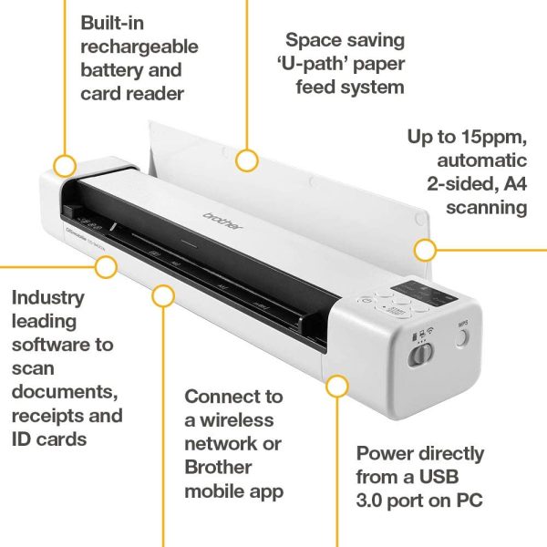 DS940DW Scanner Portatile, A4 con Wi-Fi e Duplex, Scansione su SD Card, 15 ppm B/N e Colore, Alimentazione Tramite USB o Batteria - immagine 4