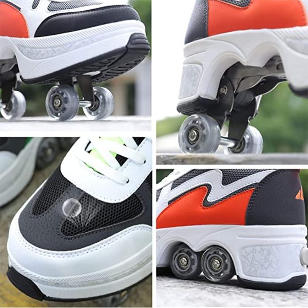 Scarpe con Rotelle Pattini A Rotelle 4 Ruote LED Skateboard Sneakers Scarpe Sportive con Rotelle Pattini in Linea per Adulti Unisex - immagine 4