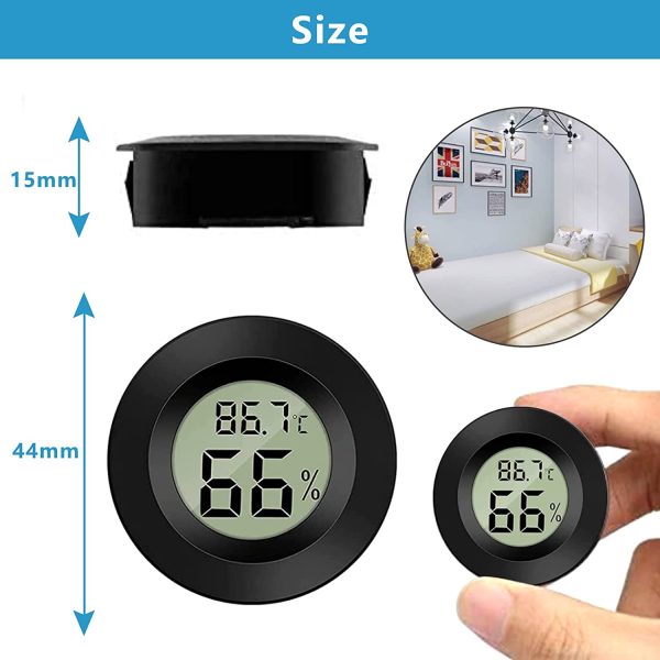 ZHITING - Misuratori di umidit?? digitale a forma rotonda, colore nero, per interni, con display LCD Celsius - immagine 2