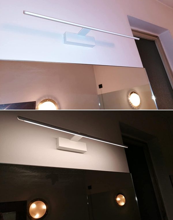 Luce Specchio Bagno Led 60cm, 18W 1600 Lumen, Impermeabile IP44 Lampada da Specchio Bagno, Applique Bagno Specchio Moderno, Bianco Naturale 4500K, Bianco - immagine 6