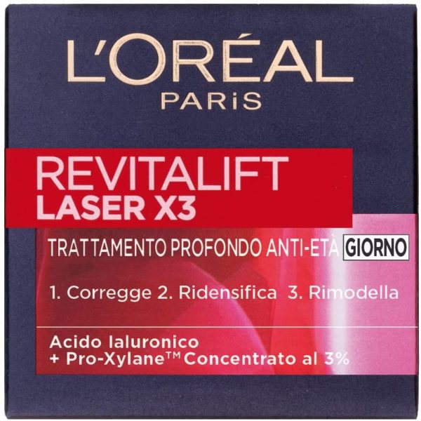 L'Or??al Paris Crema Viso Giorno Revitalift Laser X3, Azione Antirughe Anti-Et?? con Acido Ialuronico e Pro-Xylane, 50 ml - immagine 5