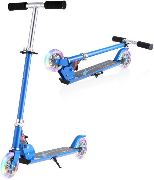 WeSkate Monopattino Pieghevole 2 Ruote per Bambini da 4 a 10 Anni Scooter Regolabile su 3 Livelli per Ragazze e Ragazzi, Carico Massimo 50 kg (Rosa, Blu)