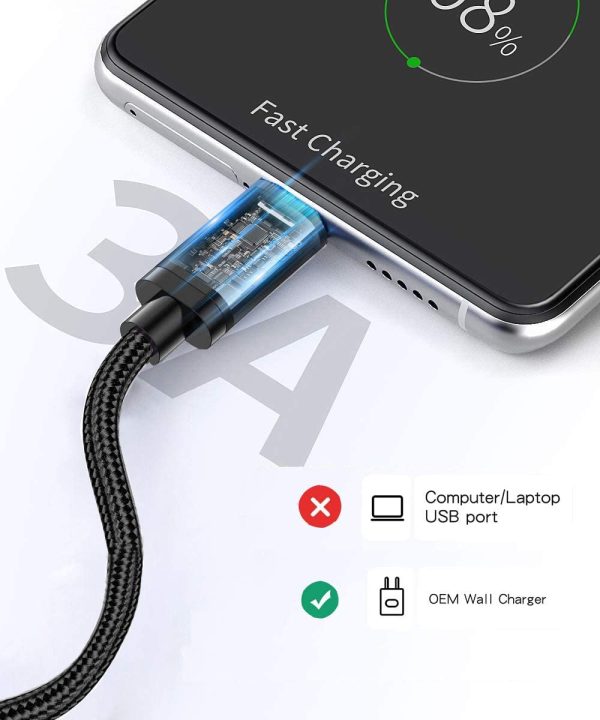 Cavo USB C [2Pezzi, 2m 2m] Nylon Intrecciato USB Type-C Cavo 3A Ricarica Rapida e Trasmissione Cavo USB Tipo C per Samsung Galaxy S21 S20 S10 S9 S8 Plus A71 A51 A50 A30 A40,Huawei,Xiaomi,Sony,OnePlus - immagine 4