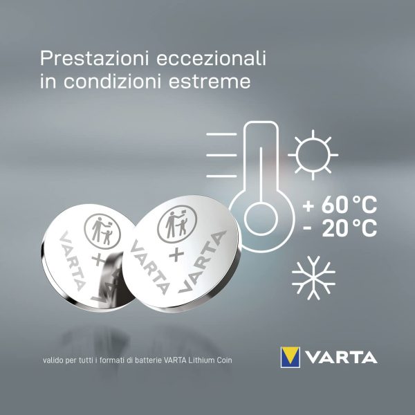 VARTA CR 2025, 6025101402, Batteria Litio a Bottone, Piatta, Specialistica, 3 Volts, Diametro 20mm, Altezza 2,5mm, confezione 2 pile - immagine 3