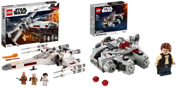 Lego Star Wars X-Wing Fighter Di Luke Skywalker, Giocattolo Con La Principessa Leia E Il Droide R2-D2 & Star Wars Microfighter Millennium Falcon, Giocattolo Con Minifigure Di Han Solo