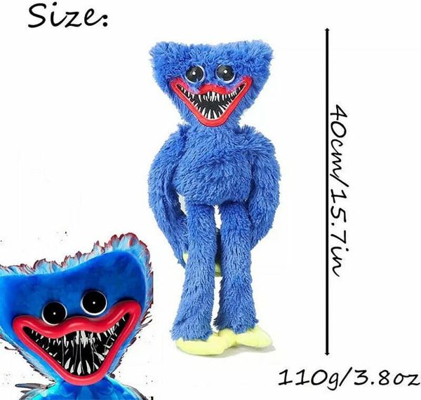 AOOPOO 1 pezzi 40 CM Huggy Wuggy Poppys Giocattoli di peluche di Natale Huggys Wuggys, bambola animale farcito di peluche, bambola di orrore del mostro blu per fan del gioco (Blu) - immagine 2