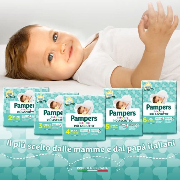 Pampers Baby Dry Mini, 186 Pannolini, Taglia 2 (3-6 kg)