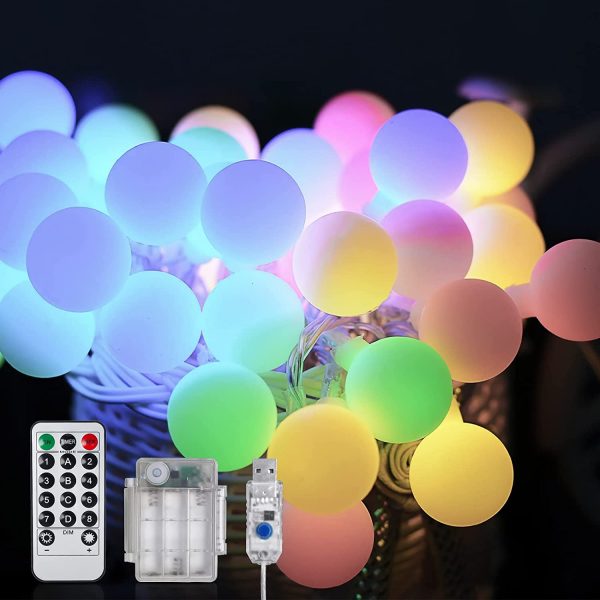 Catena Luminosa, 10m 100 LED 12 modalit?? Luci Natalizie da Esterno, USB/Batteria Luci della Stringa della Palla con Telecomando, Luci di Natale (Multicolore/Bianco Caldo) - immagine 5