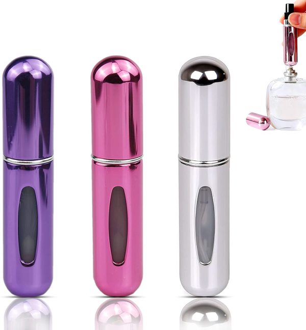 3 pezzi Atomizzatore di Profumo,Dispenser Profumo Portatile,5ml Bottiglia di Spruzzo Portatile da Viaggio,Mini Spruzzino Profumo Ricaricabile,Dispenser di Profumo Bottiglia Portatile Dell'atomizzatore - immagine 2