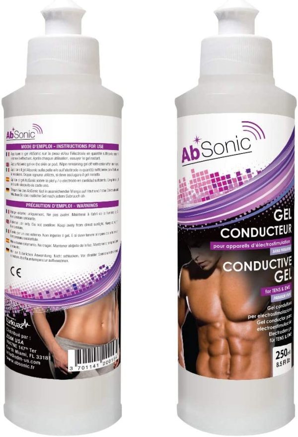 Absonic - Gel Conduttore per elettrostimolazione, elettrodi, Cinture Addominali elettrostimolatore, TENS, EMS - 2x250ml - immagine 6