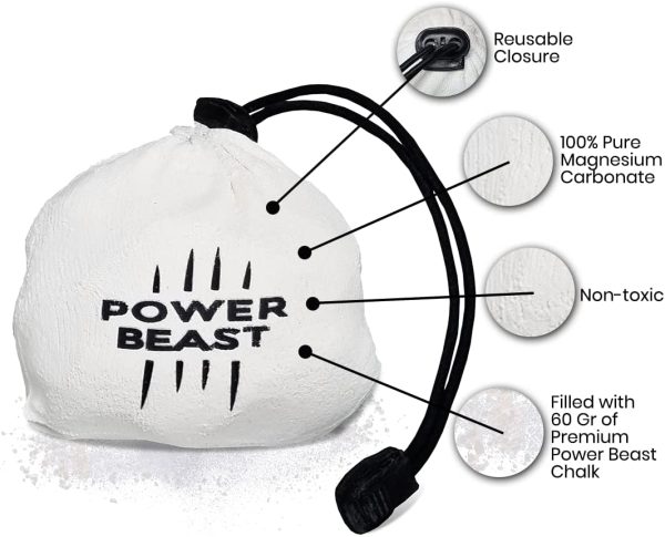 Power Beast Pack Magnesite Liquido 200Ml+50Ml+60Gr, Magnesite Esfera Riutilizzabile, Liquid Chalk, Gesso Liquido, Sollevamento Pesi, Arrampicata, PoleDance, Cross Training.