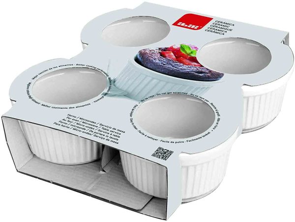 230010 - Set 4 stampi in Ceramica per souffl??, Colore: Bianco, Altezza: 5 cm, capacit??: 0,17 l - immagine 3