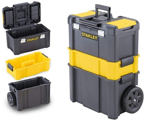 STANLEY STST1-80151 Carrello porta utensili 3 in 1, 3 livelli di stoccaggio, Capacit?? di carico 20 kg & 1-79-216 Cassetta Porta Utensili One Touch, 16" - immagine 3