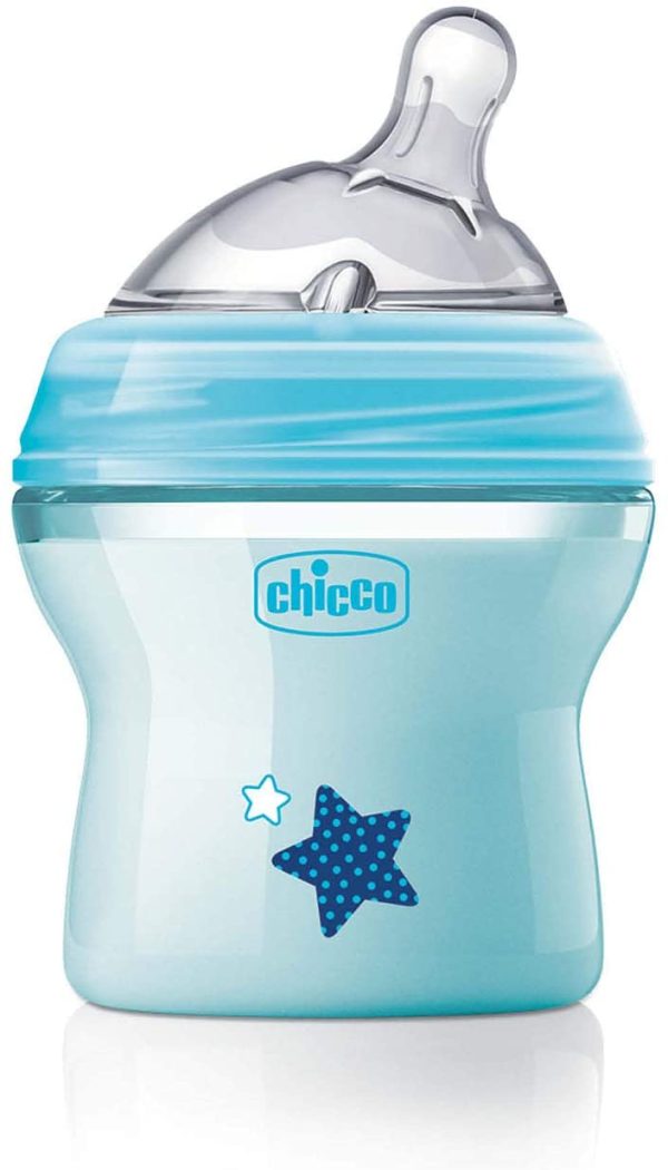 Chicco NaturalFeeling Biberon Anticolica 0+ Mesi, 150 ml, con Tettarella Inclinata in Morbido Silicone e Doppia Valvola, Allattamento Naturale e Istintivo, Azzurro - immagine 3