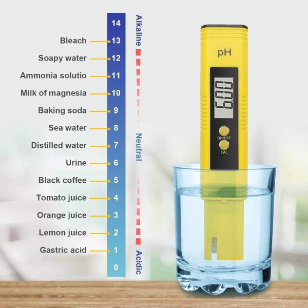 RUIZHI - Misuratore di pH digitale, misuratore di pH di 0,01 PH ad alta precisione, con intervallo di misurazione 0-14 PH per uso domestico, piscina e acquario, con ATC - immagine 3