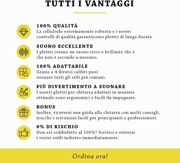 Belfort? 20 plettri per chitarra di alta qualit??, in elegante scatola regalo, in celluloide estremamente resistente, 4 spessori: da 0,46 a 1,20 mm, BONUS: un eBook gratuito - immagine 6