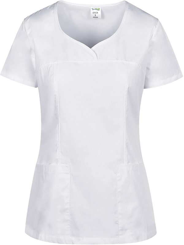 B-well Ines Casacca Medico Donna Divisa Infermiere Donna Uniformi Sanitarie Slim-Fit Divisa Sanitaria Donna a Manica Corta Scollo V - immagine 5