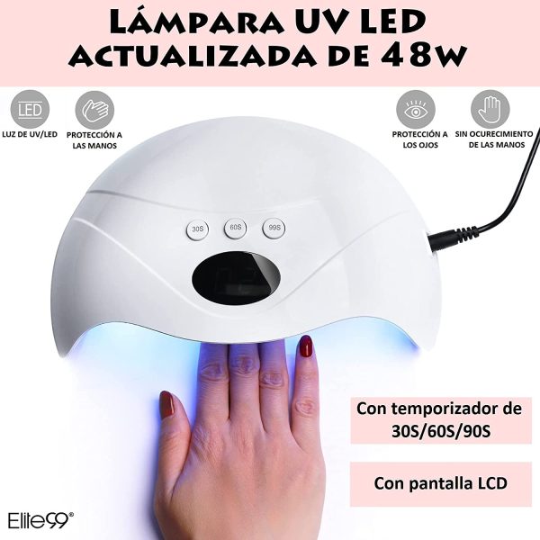 Elite99 Smalto Semipermanente per unghie Kit di Partenza in 6 coloris Gel 48 W LED Lampada UV Nail Dryer Soak Off Topcoat Basecoat Nail Art Tool Set di Adesivi per Manicure Set per Manicure - immagine 8