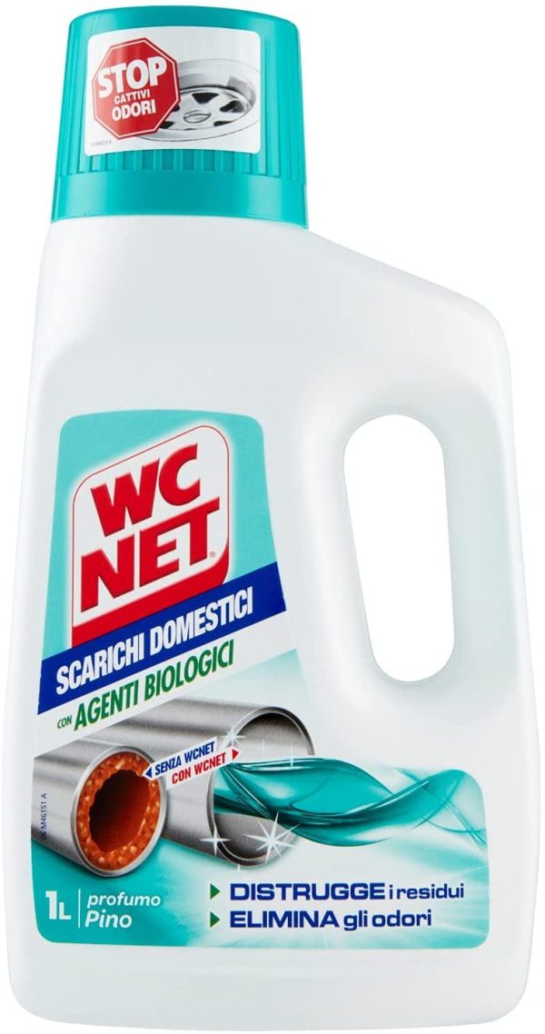 Wc Net Professional - Scarichi Domestici con Agenti Biologici, Trattamento Liquido, Fragranza Pino, 1000 ml - immagine 7