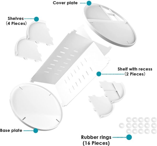 Auxmir Porta Trucchi Rotante a 360°, Organizer Trucchi Multifunzione, Organizzatore Cosmetici Ripiani Regolabili Grande Capacità, Adatto a Crema Profumo Pennelli per Il Trucco Eyeliner, ecc (Bianco) - immagine 5