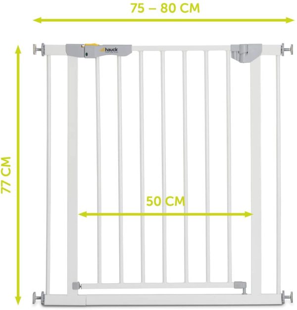 Hauck Cancelletto Di Sicurezza A Pressione Per Bambini, Bianco, 75 x 4 x 77 cm - immagine 2