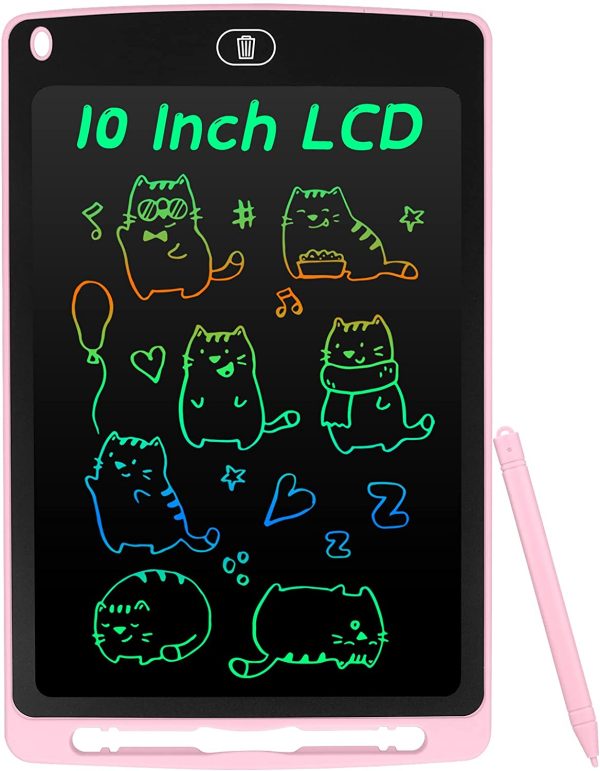 Tavoletta Grafica LCD Scrittura Colorato 10 Pollice, Elettronica Lavagna Cancellabile da Disegno con Penna, Portatile Lavagnetta per Bambini Digitale Ewriter con Pulsante Elimina, Rosa