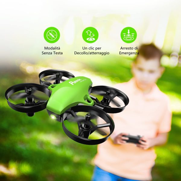 Potensic A20 Mini Drone per Bambini con 3 Batterie, Drone Giocattolo Economico per Bambini e Principianti, Quadricottero RC con Modalità Senza Testa, 3D Flip, Avvio/ Atterraggio con Un Pulsante, Verde - immagine 7