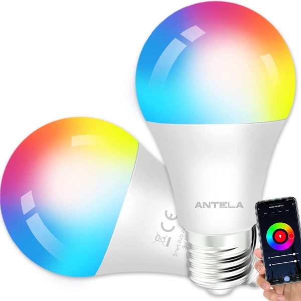 Lampadine LED Alexa Inteligente WiFi E27, Dimmerabile Lampadina ANTELA Smart 9W 806ML 80W equivalente, RGB & 2700K-6500K bianco freddo caldo, compatibile con Alexa/Google Home, 2 pezzi - immagine 9