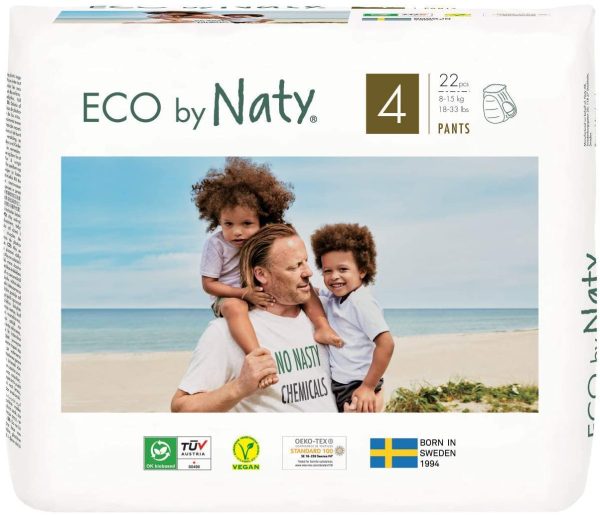 Eco by Naty Pannolino Mutandina Ecologica Premium a Base Vegetale senza Prodotti Chimici Nocivi, Taglia 4 (8-15kg), 22 Unit?? - immagine 4