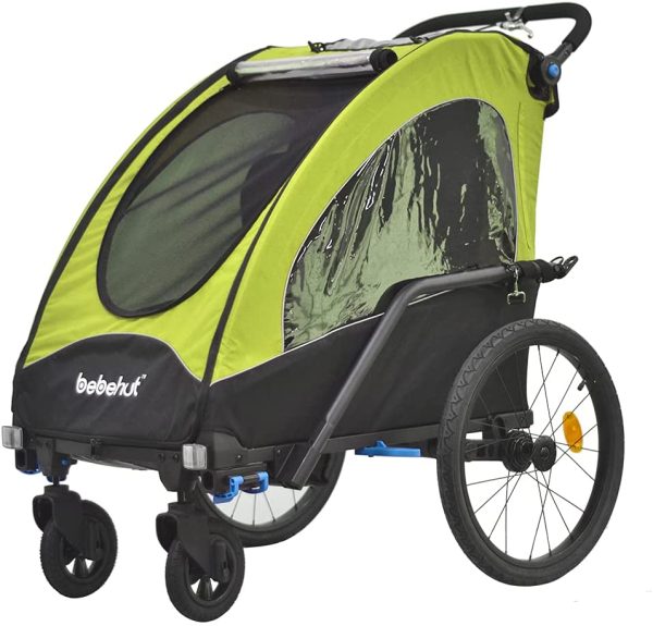 Tiggo Alluminio Rimorchio Porta-Bimbo per Bicicletta con 2 Diversi Set da Jogging con Sospensione 333-02 Verde - immagine 6