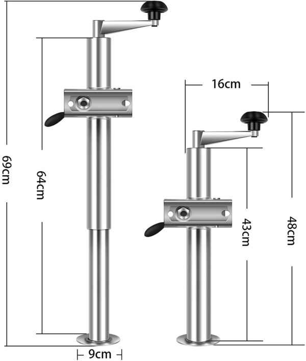 2X Supporti di Parcheggio per Sostegni per Rimorchio da,Compresi Staffa e Morsetto per rimorchio per Auto,Supporto per Rimorchio Altezza 480mm-690mm,Carico Utile 2T - immagine 5